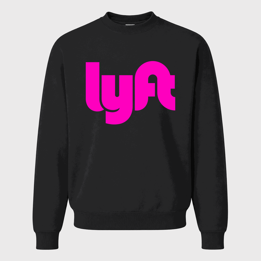 Men's Lyft Pink Logo Crewneck Sweatshirt - Black