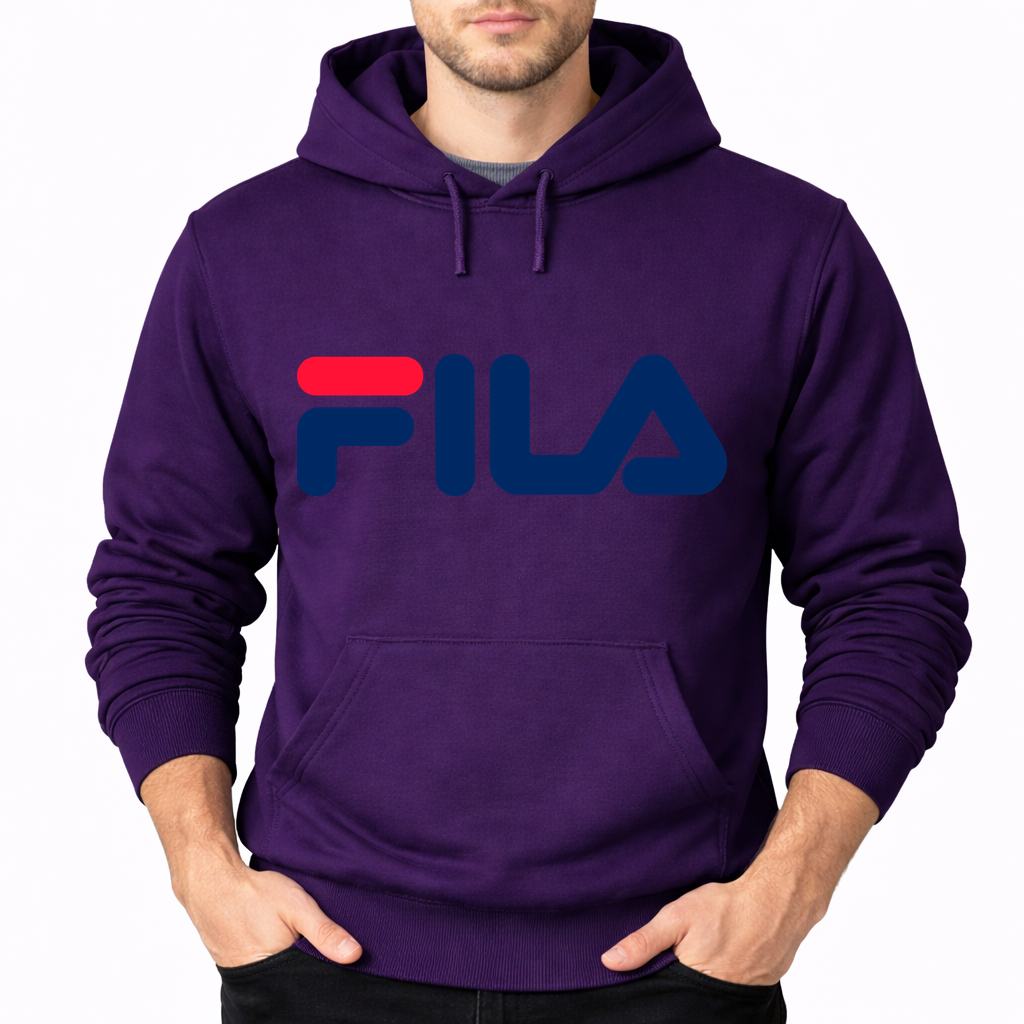 Men's Fila Pullover Hoodie - Purple