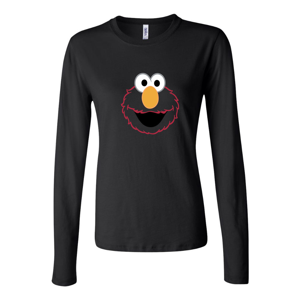 Women's Elmo Face2 Long Sleeve T-Shirt - Black