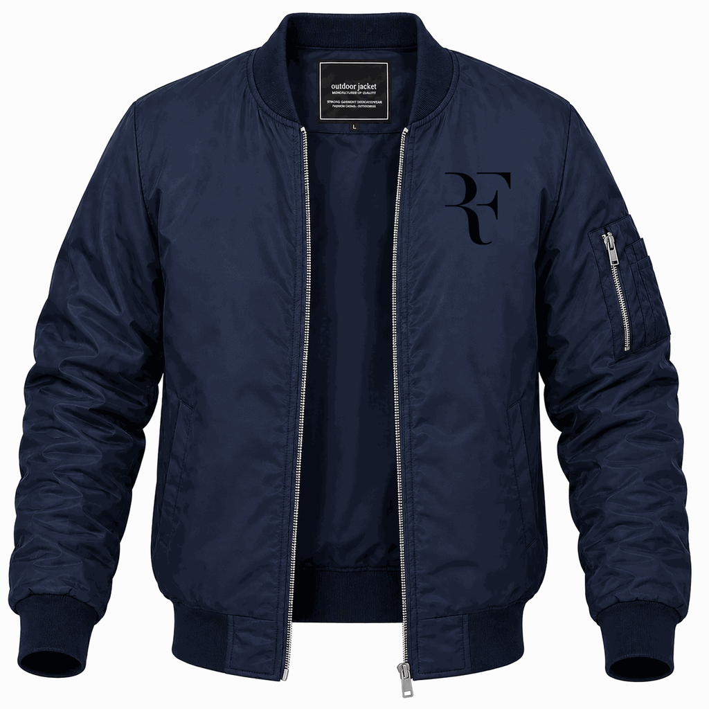 Men's Roger Federer logo black Lightweight Bomber Jacket - Navy