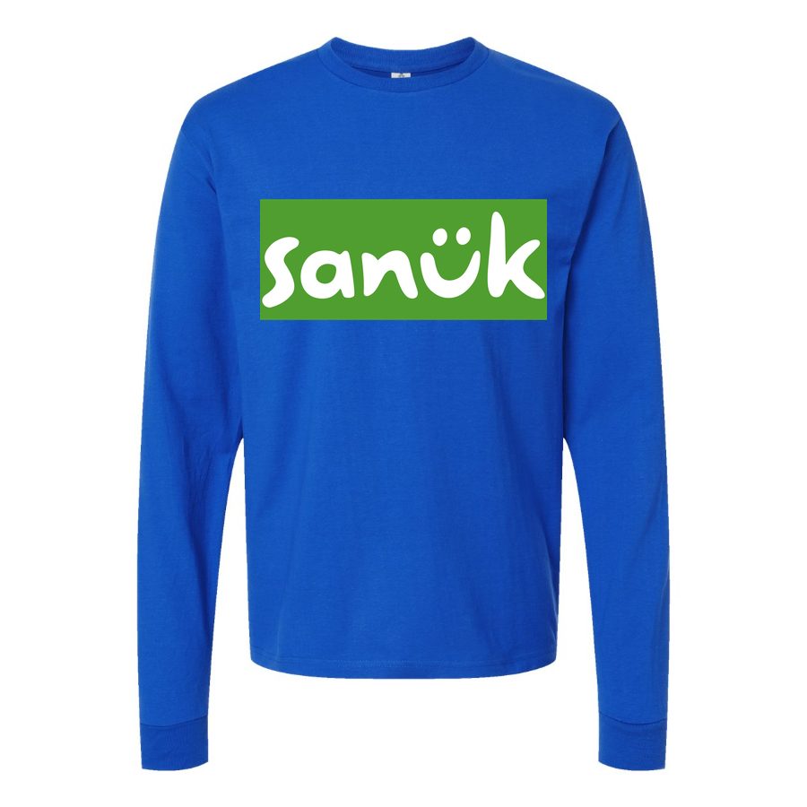 Men's Sanuk-Logo-1536x864 Long sleeves Cotton Blend T-Shirt - Blue