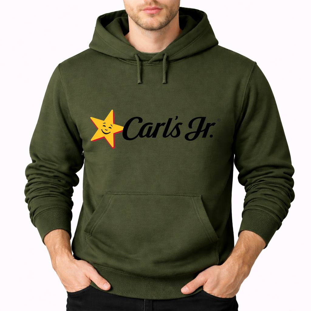 Men's Carl's Jr. Pullover Hoodie - Army Green