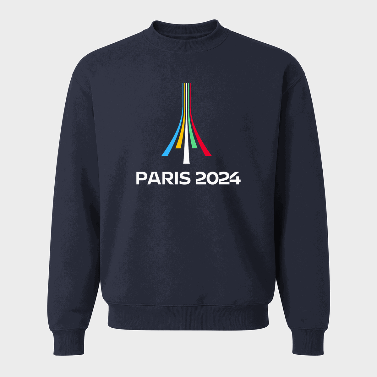 Men's Paris 2024 Olympics White Logo Crewneck Sweatshirt - Navy