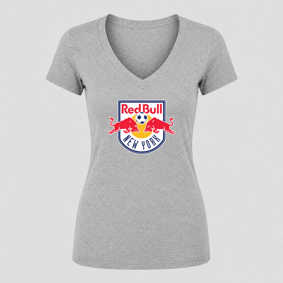Women's New York Red Bulls V Neck T-Shirt in gray