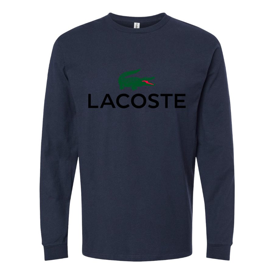 Men's Lacoste-logo-1536x864 Long sleeves Cotton Blend T-Shirt - Navy