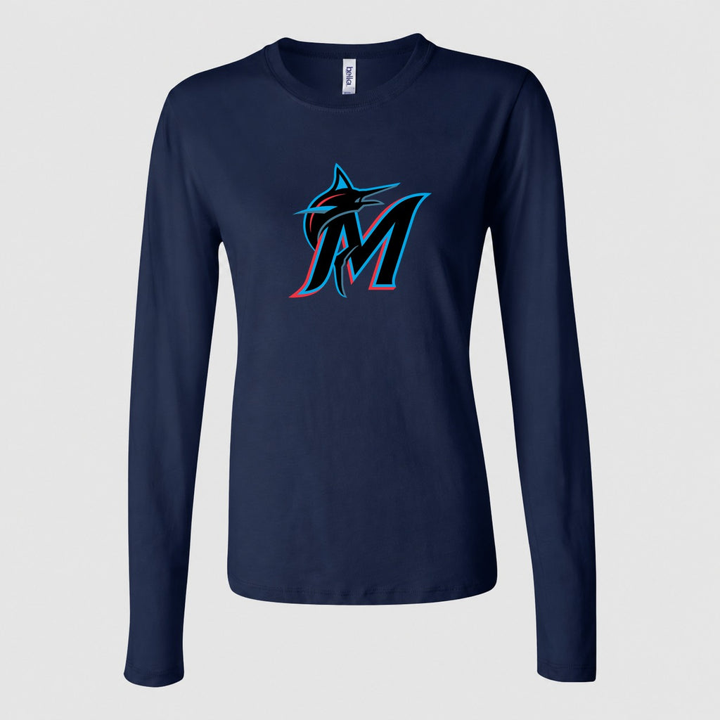 Women's Miami Marlins Long Sleeve T-Shirt - Navy