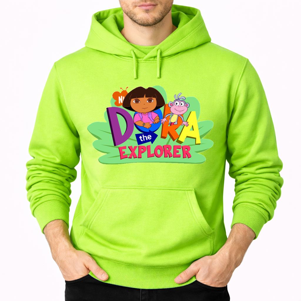 Men's Dora the Explorer Pullover Hoodie - Lime green