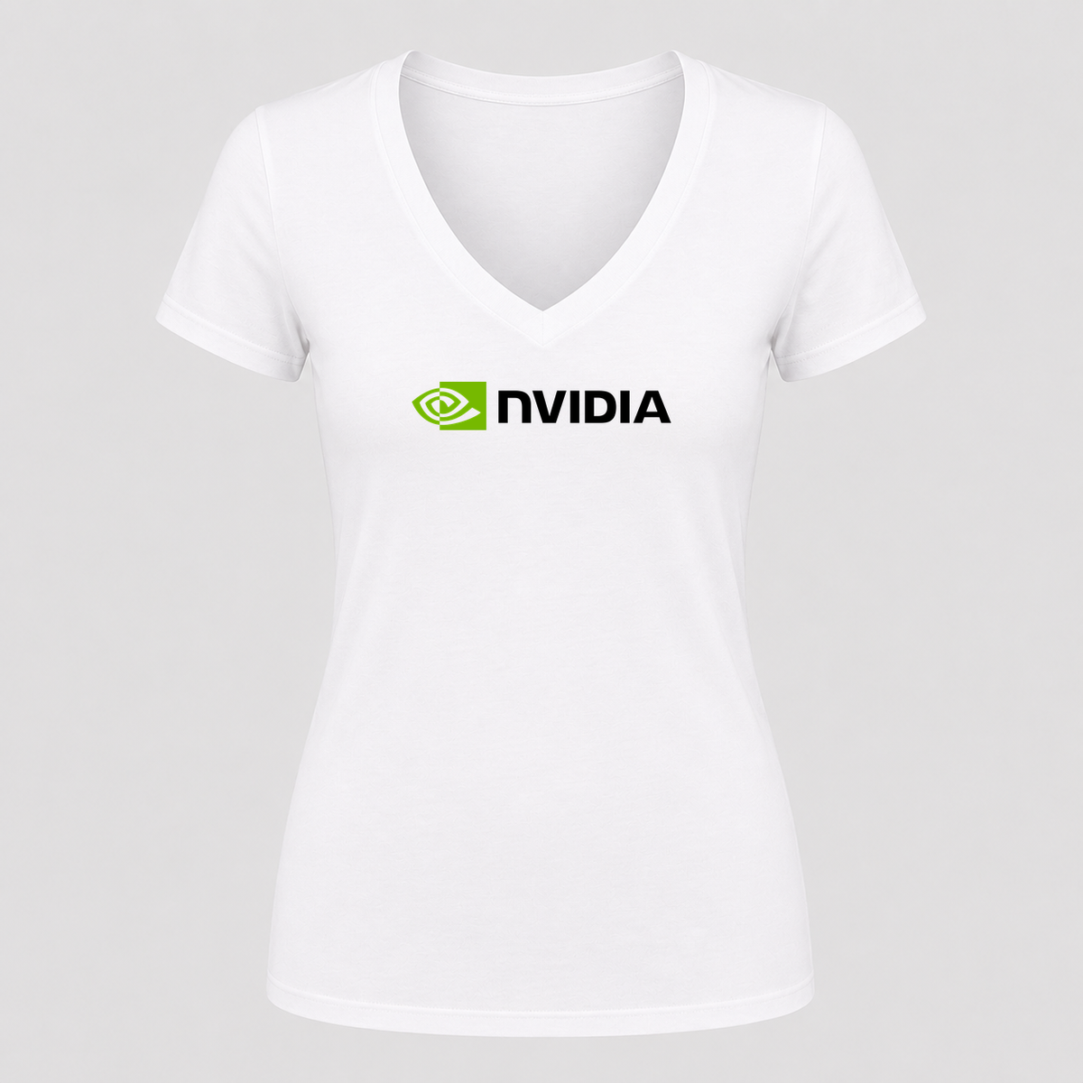 Women's NVIDIA V Neck T-Shirt in white