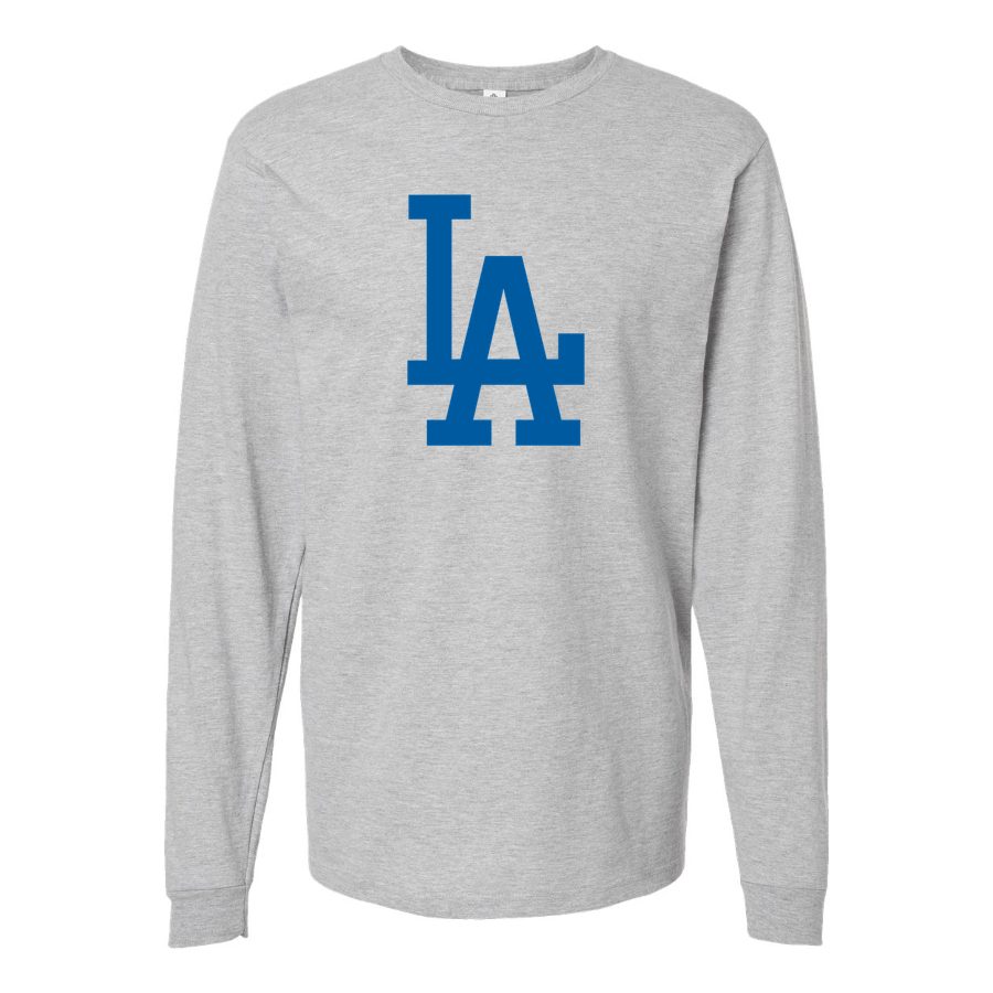 Men's Los Angeles Dodgers Long sleeves Cotton Blend T-Shirt - Gray