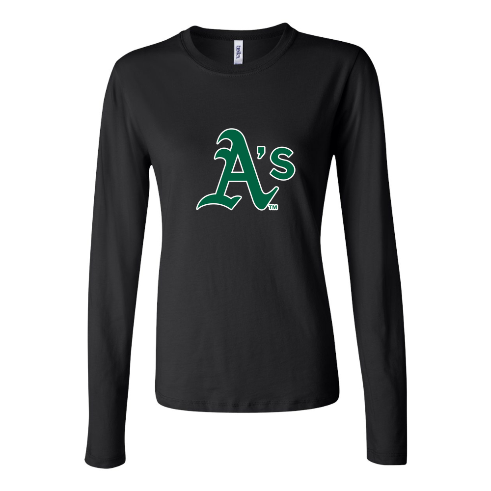 Women's Oakland Athletics Long Sleeve T-Shirt - Black