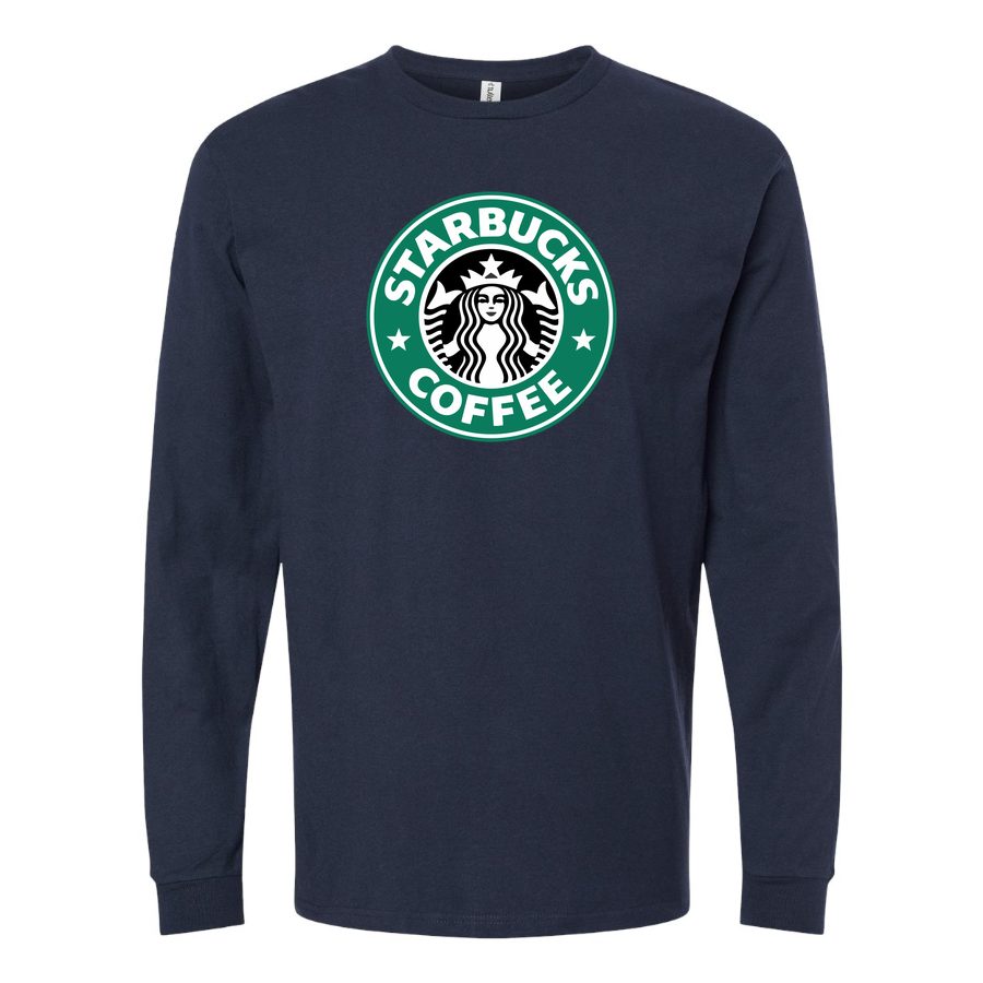 Men's starbucks-logo-starbucks-icon-transparent-free-png Long sleeves Cotton Blend T-Shirt - Navy