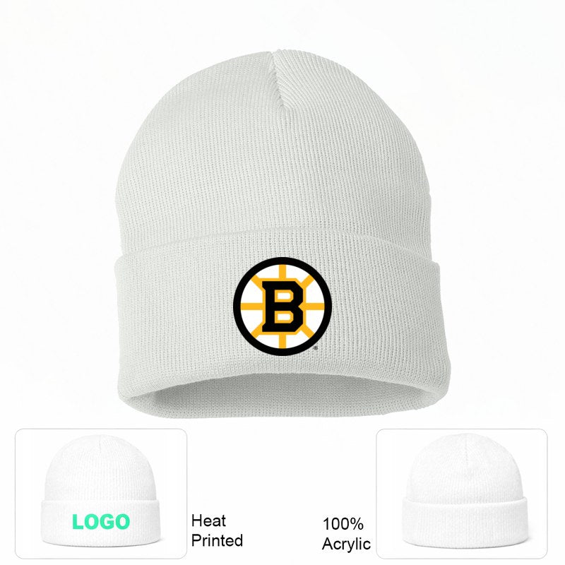 Boston Bruins White Beanie Hat