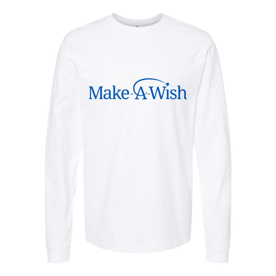 Men's Make-A-Wish-Logo-1536x864 Long sleeves Cotton Blend T-Shirt - White