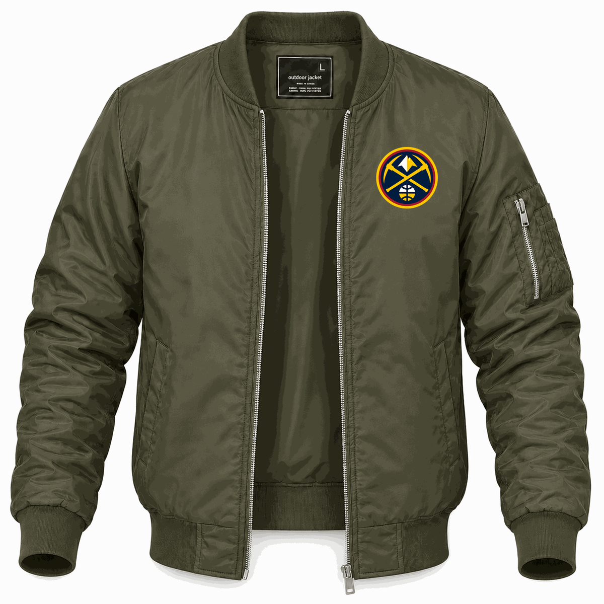 Men's Denver Nuggets Lightweight Bomber Jacket - Army Green