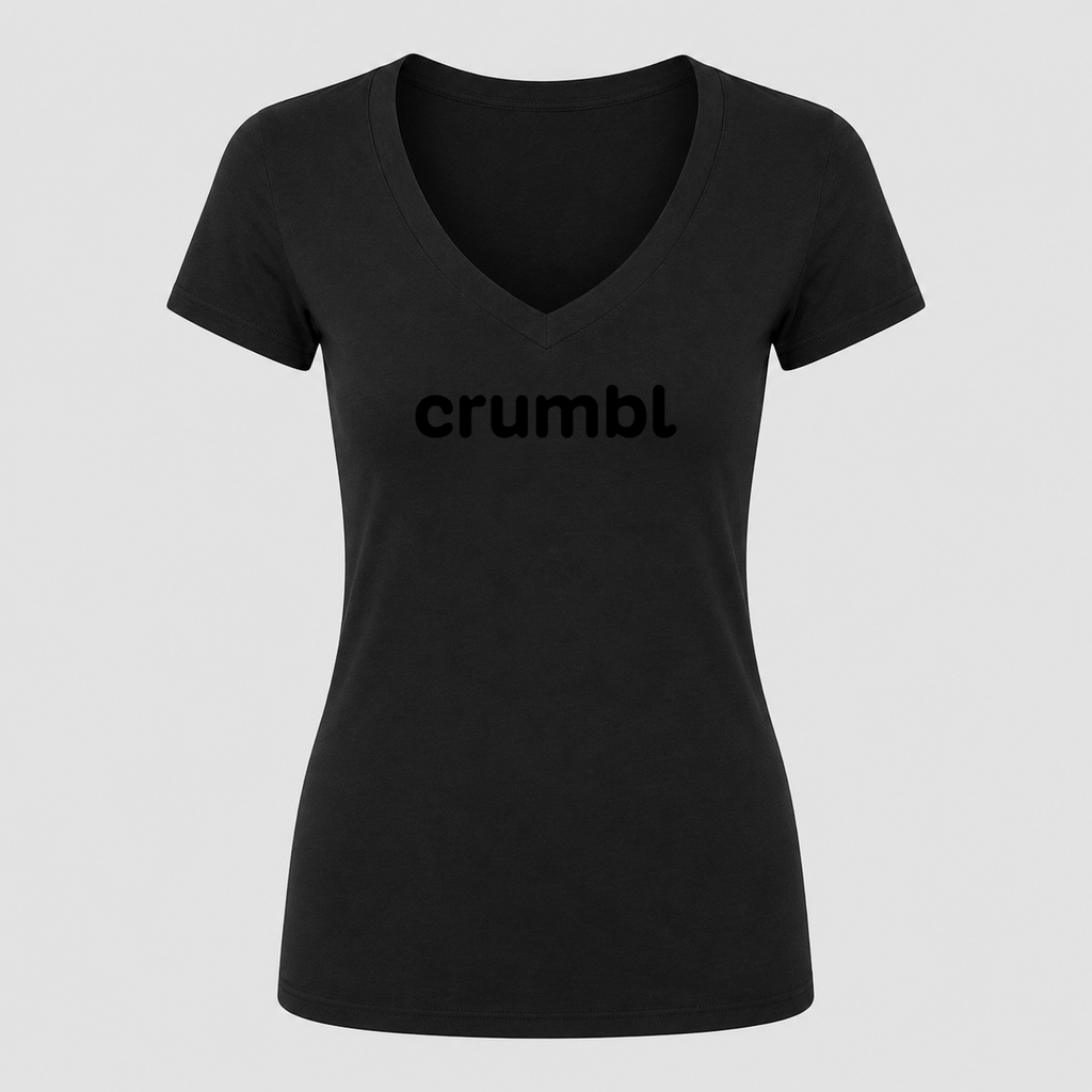 Women's Crumbl Cookies V Neck T-Shirt in black