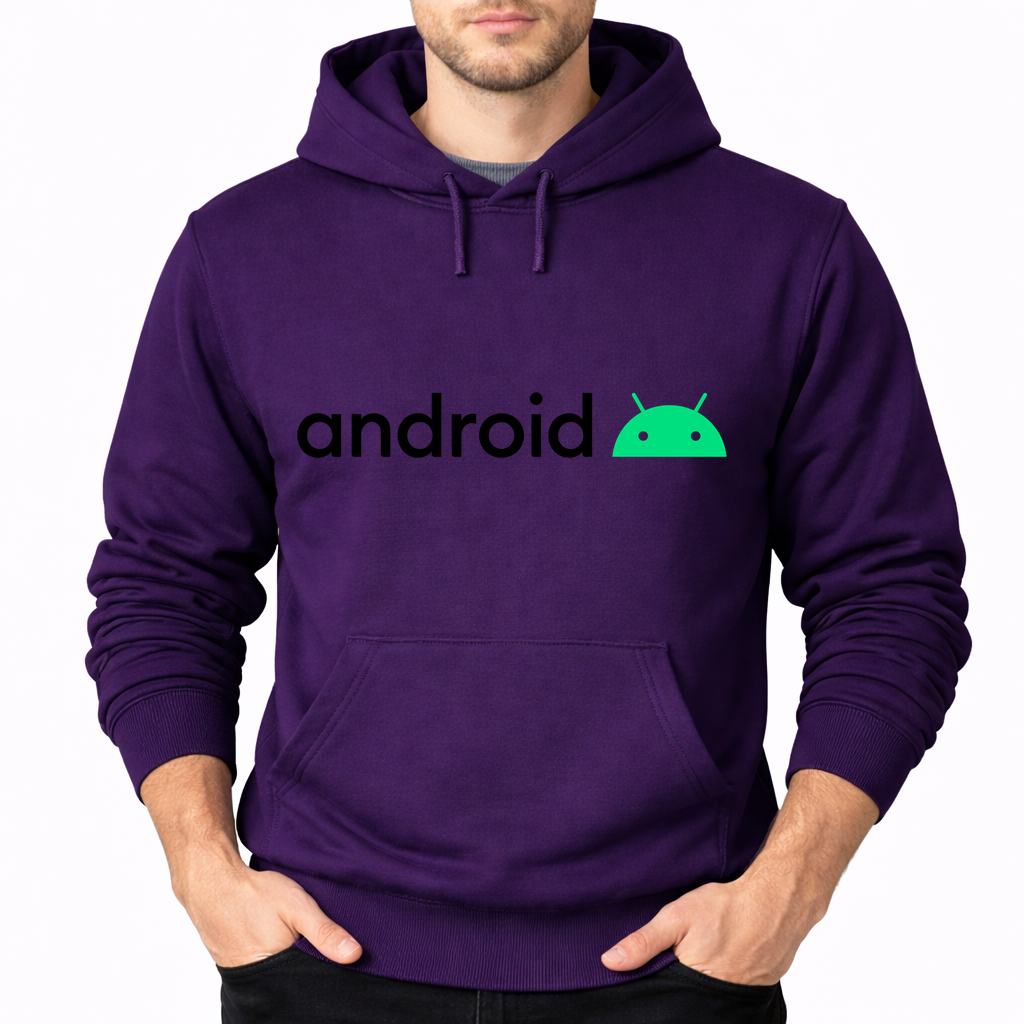Men's Android Pullover Hoodie - Purple