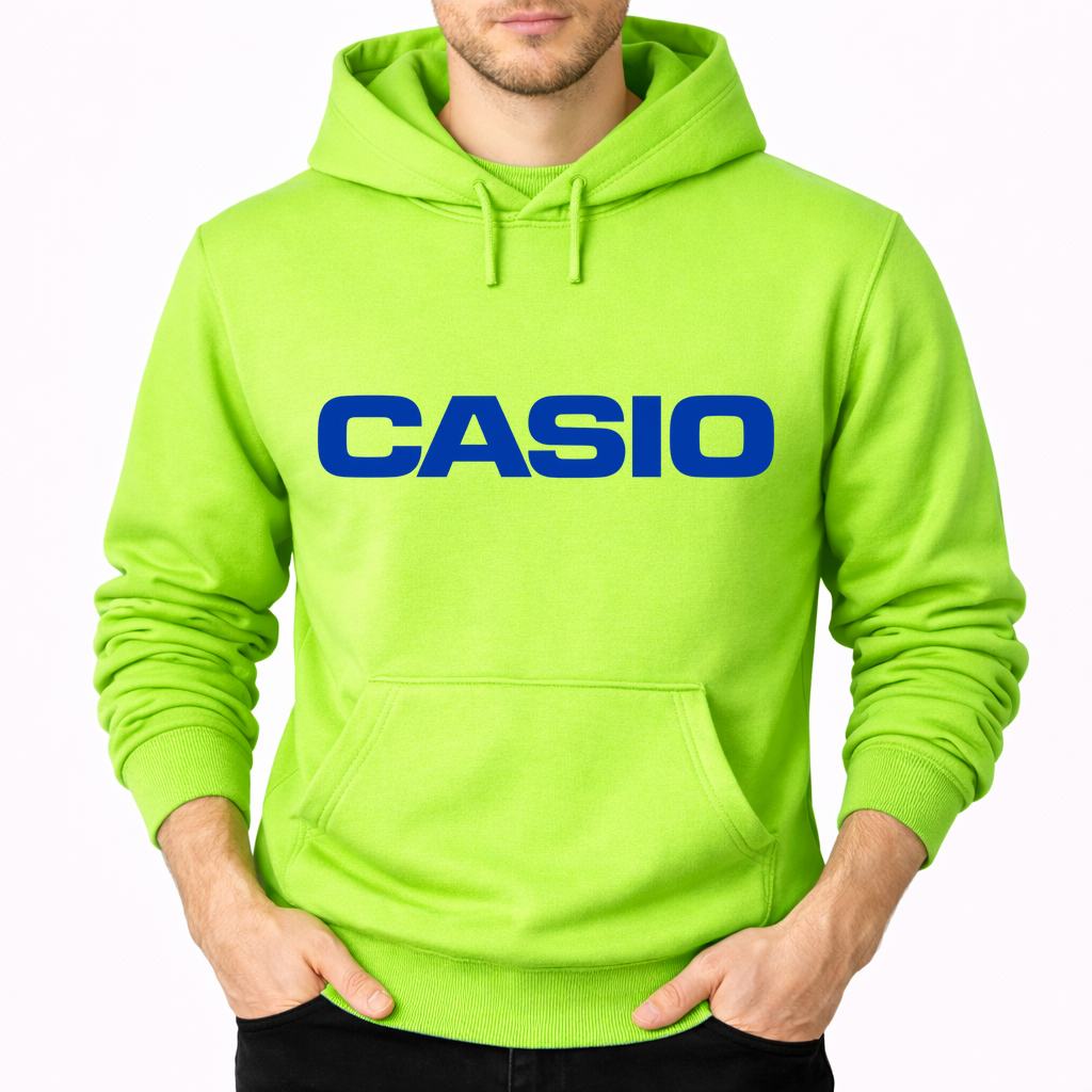 Men's Casio Pullover Hoodie - Lime green
