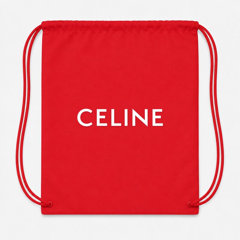 Celine White Drawstring Bag - Red