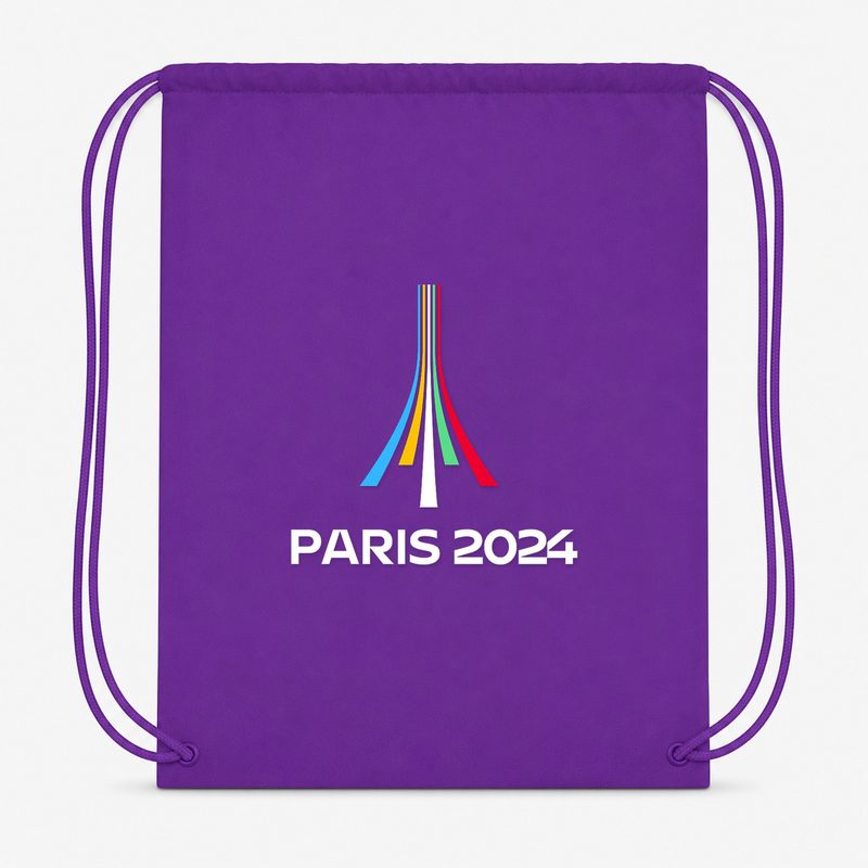 Paris 2024 Olympics White Drawstring Bag - Purple