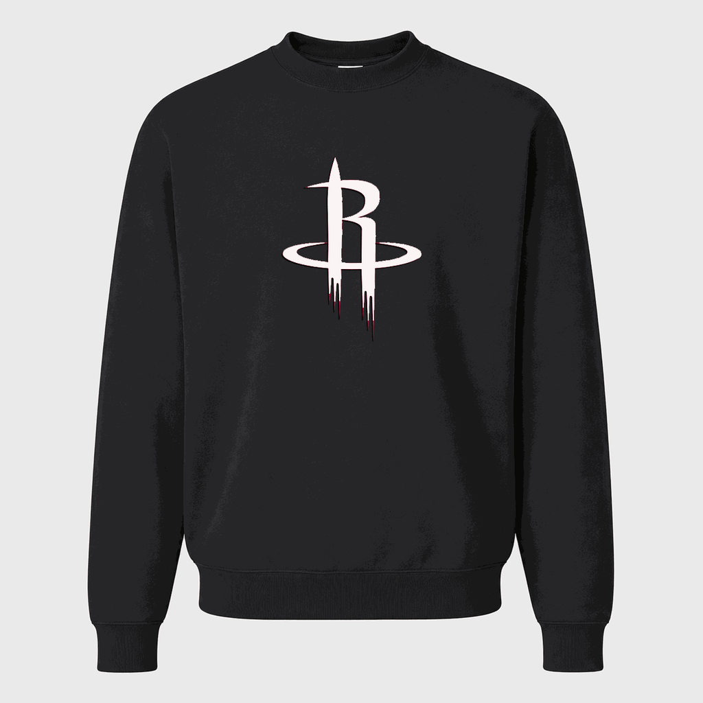 Men's Army Green Houston Rockets Crewneck Sweatshirt - Black
