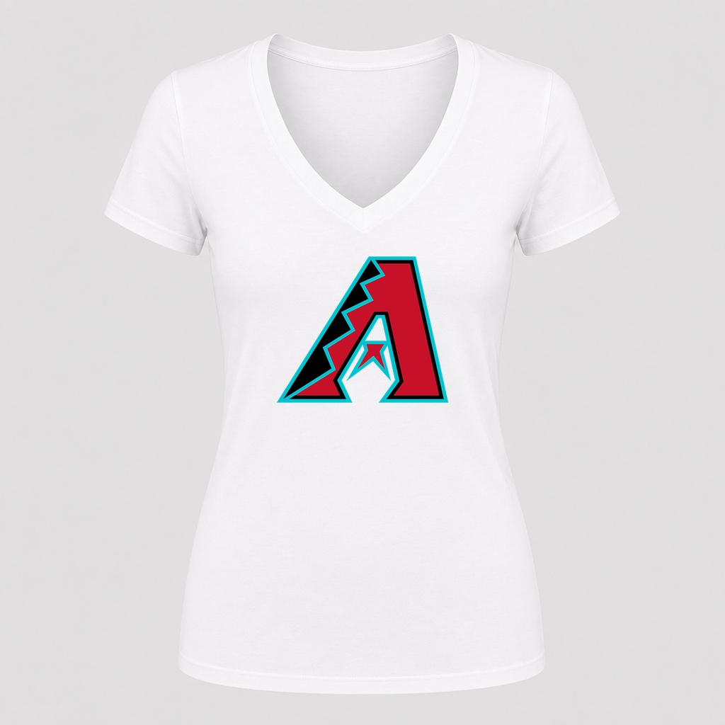 Women's Arizona Diamondbacks V Neck T-Shirt in white