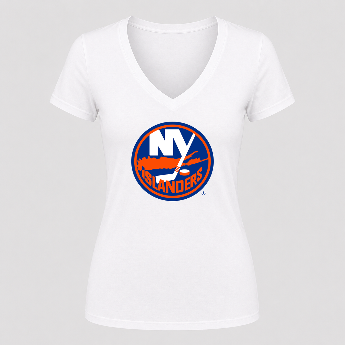 Women's New York Islanders V Neck T-Shirt in white