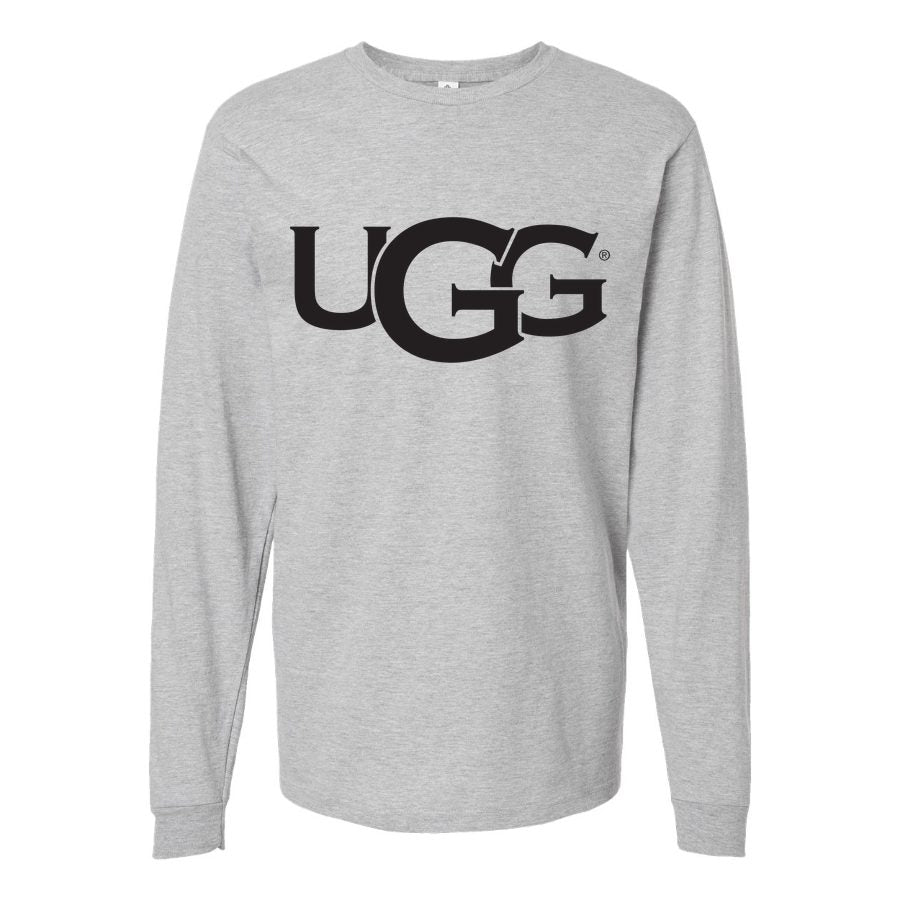 Men's UGG-Logo-1536x853 Long sleeves Cotton Blend T-Shirt - Gray