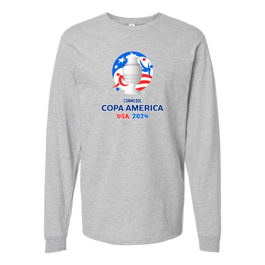Men's Copa América 2024 logo Long sleeves Cotton Blend T-Shirt - Gray