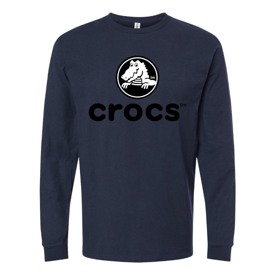 Men's Crocs-Logo-1536x864 Long sleeves Cotton Blend T-Shirt - Navy