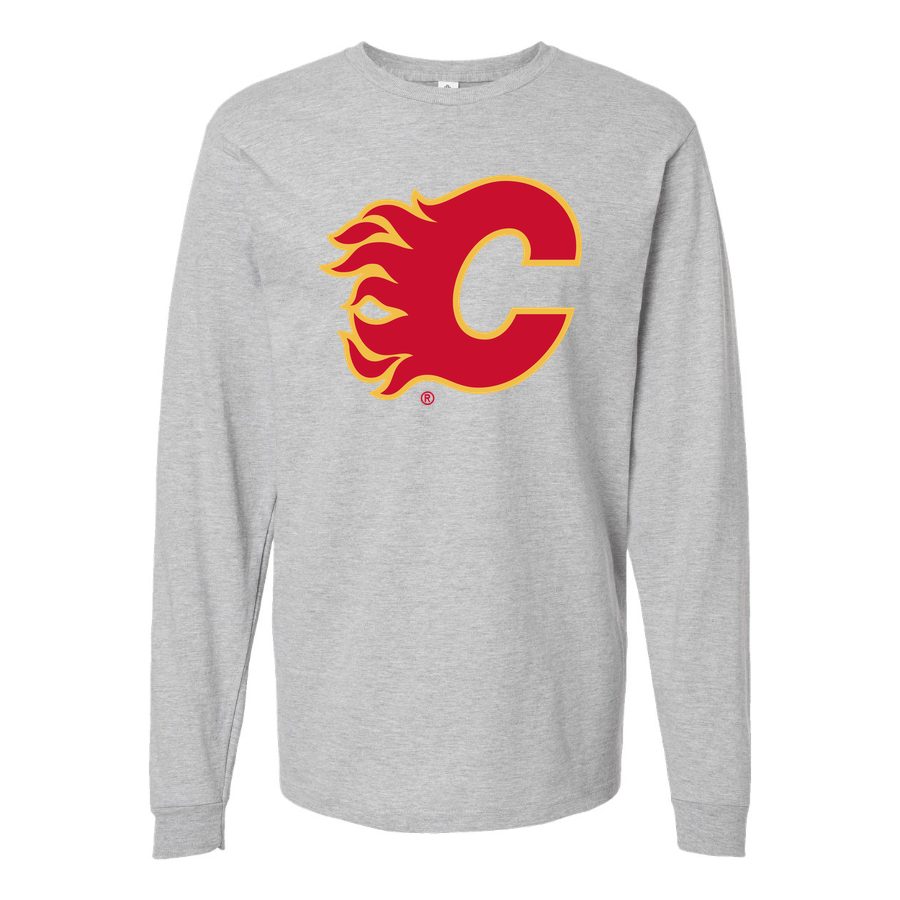 Men's Calgary Flames Long sleeves Cotton Blend T-Shirt - Gray