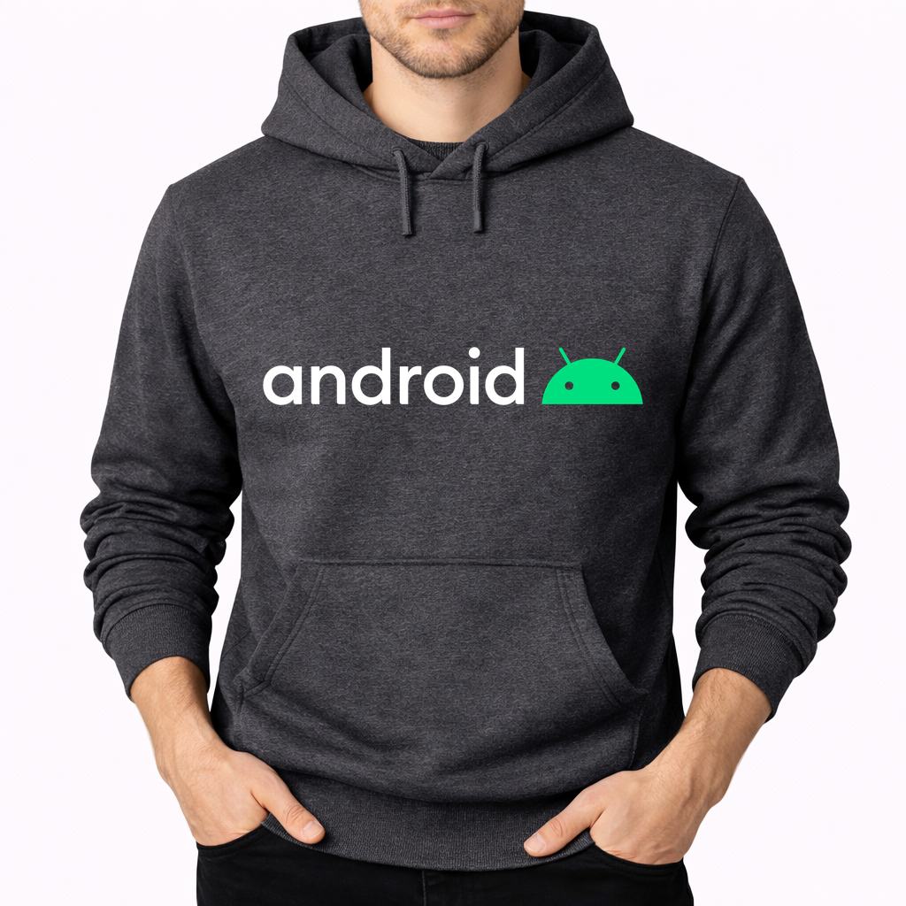 Men's Android White Pullover Hoodie - Charcoal