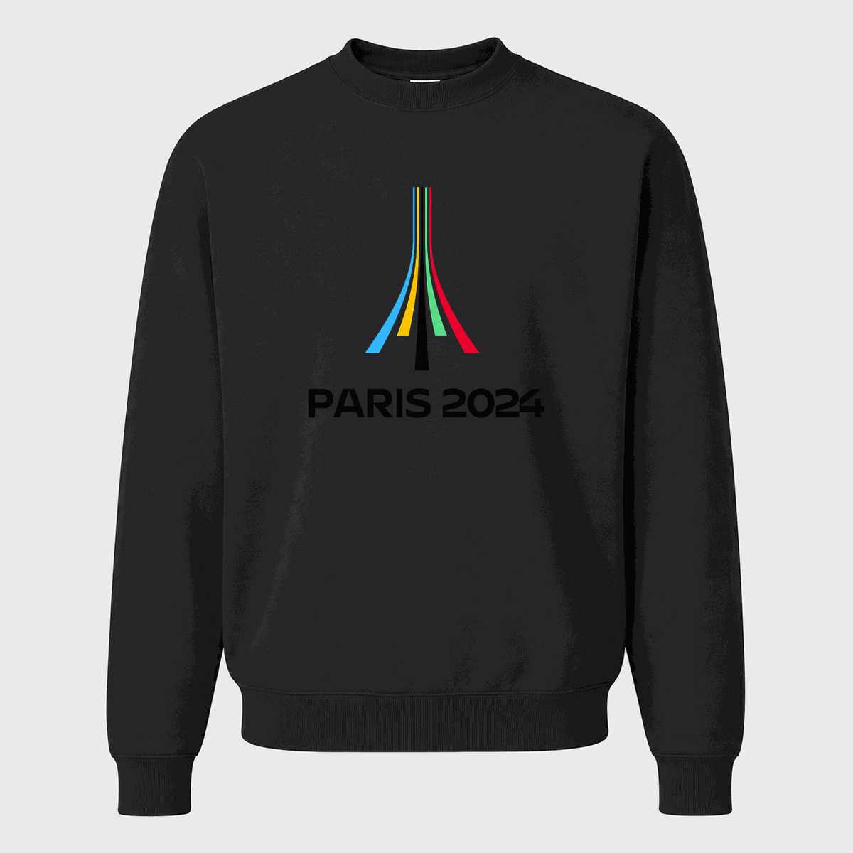 Men's Paris 2024 Olympics Black Logo Crewneck Sweatshirt - Black
