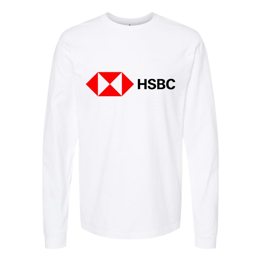 Men's HSBC-Logo-500x281-min Long sleeves Cotton Blend T-Shirt - White