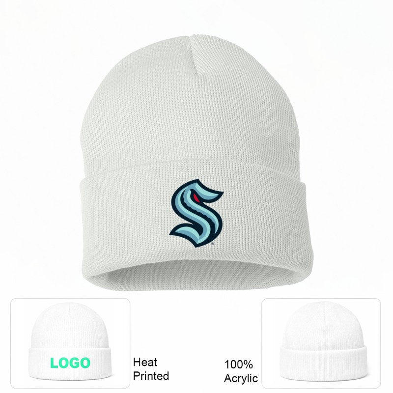Seattle Kraken White Beanie Hat