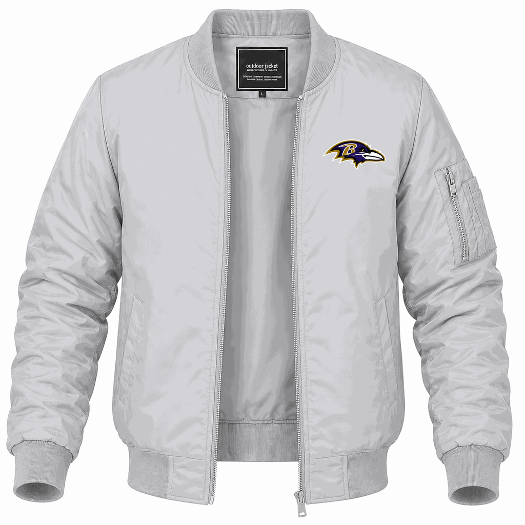 Men's Baltimore Ravens Lightweight Bomber Jacket - Gray