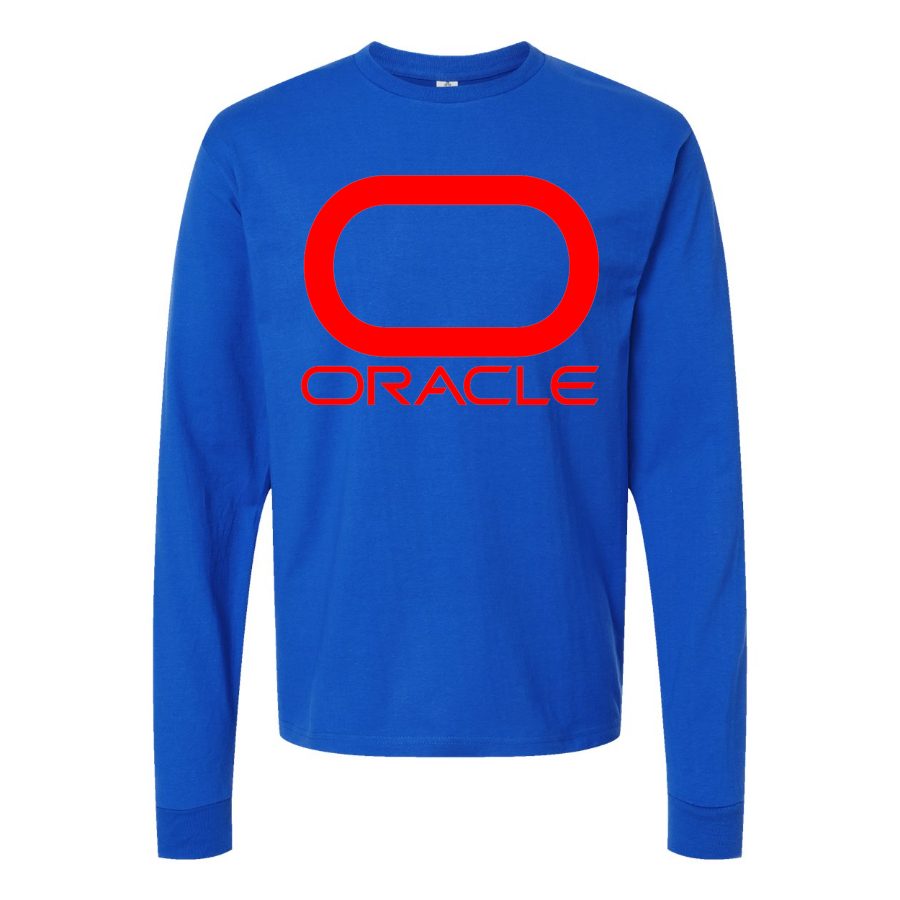Men's Oracle Logo Long sleeves Cotton Blend T-Shirt - Blue