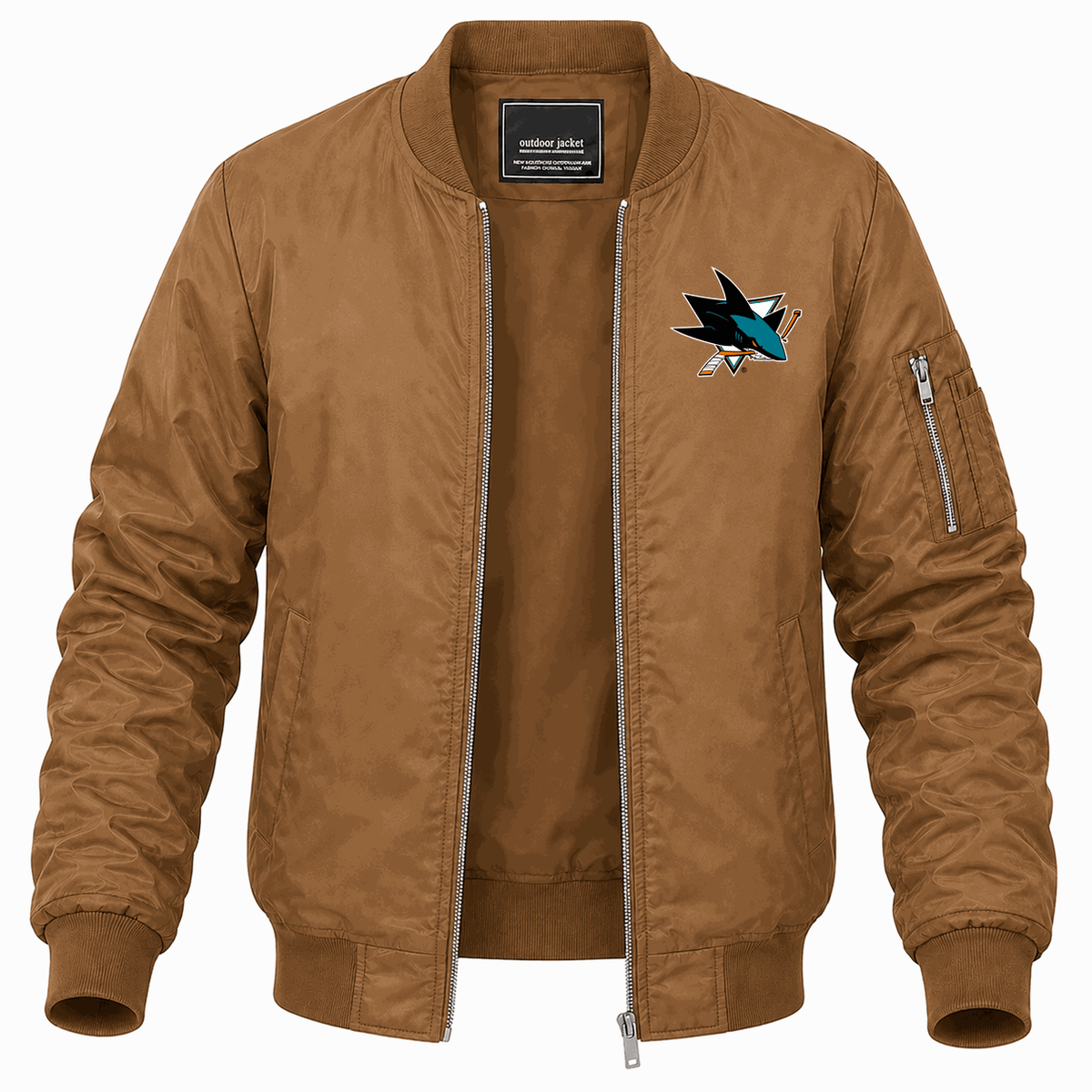 Men's San Jose Sharks Lightweight Bomber Jacket - Brown