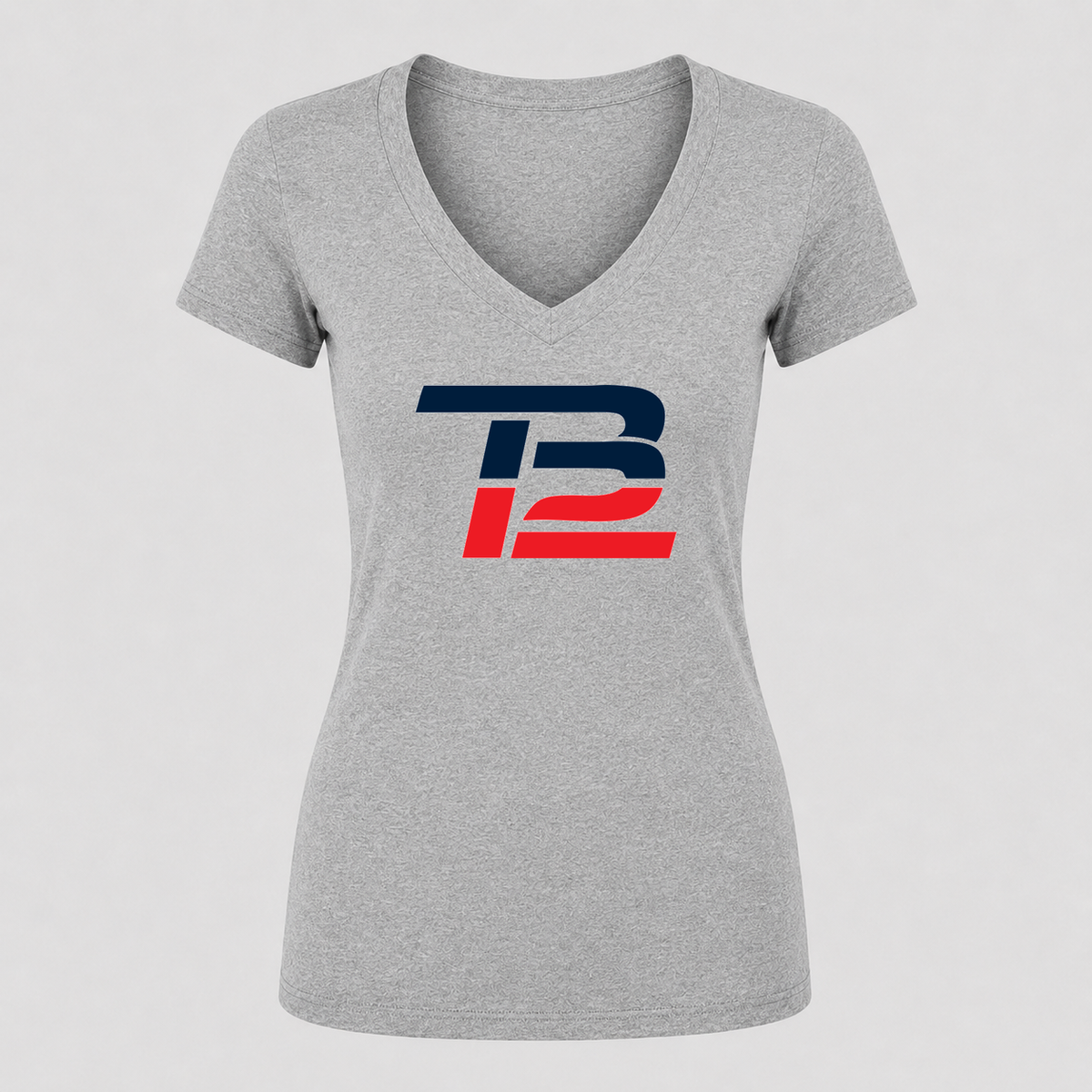 Women's Tom Brady 12 V Neck T-Shirt in gray