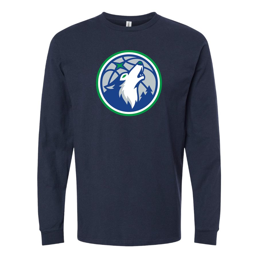 Men's Minnesota Timberwolves Long sleeves Cotton Blend T-Shirt - Navy