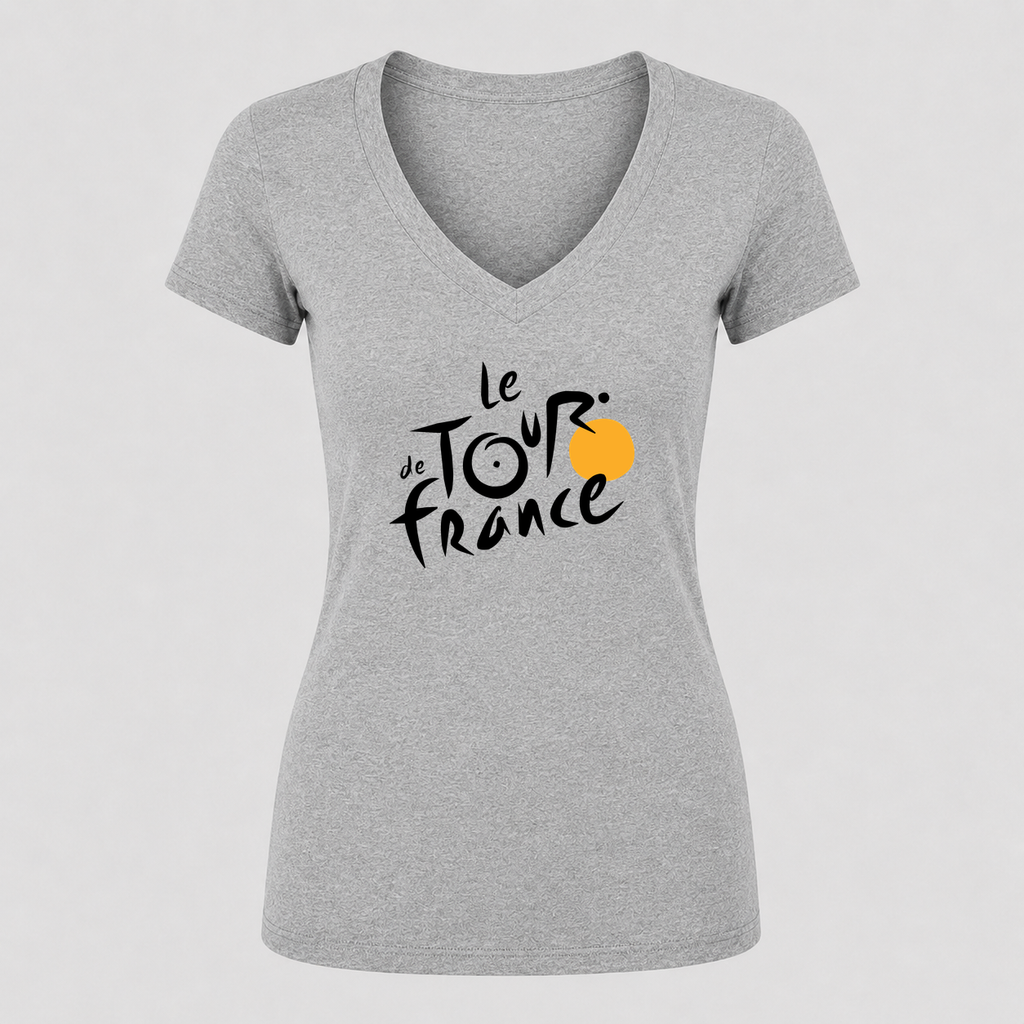 Women's Tour de France V Neck T-Shirt in gray