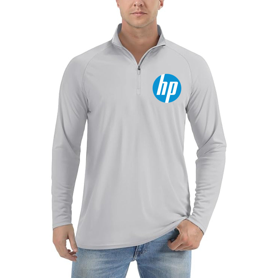 hp logo transparent free quarter-zip athletic shirt in Light Gray