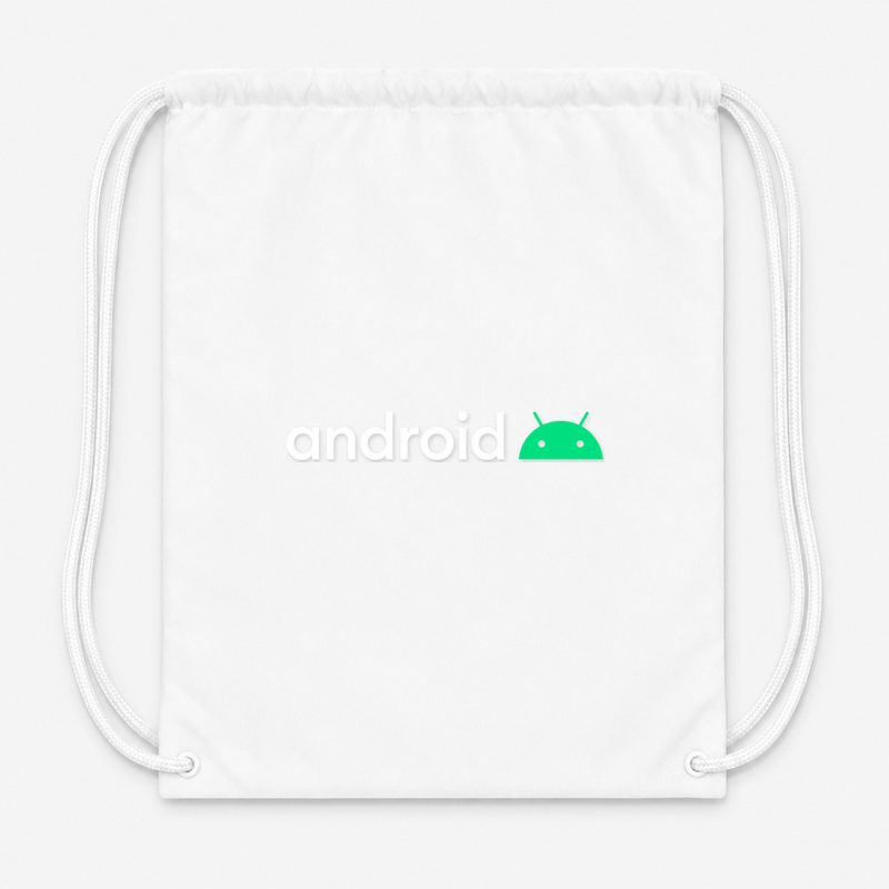 Android White Drawstring Bag - White