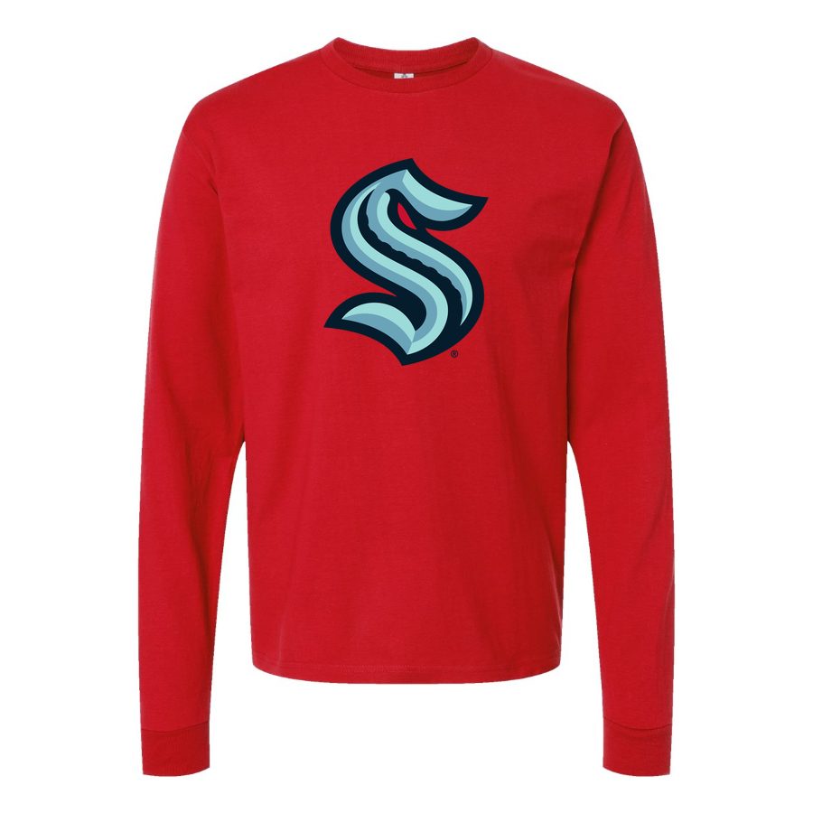 Men's Seattle Kraken Long sleeves Cotton Blend T-Shirt - Red