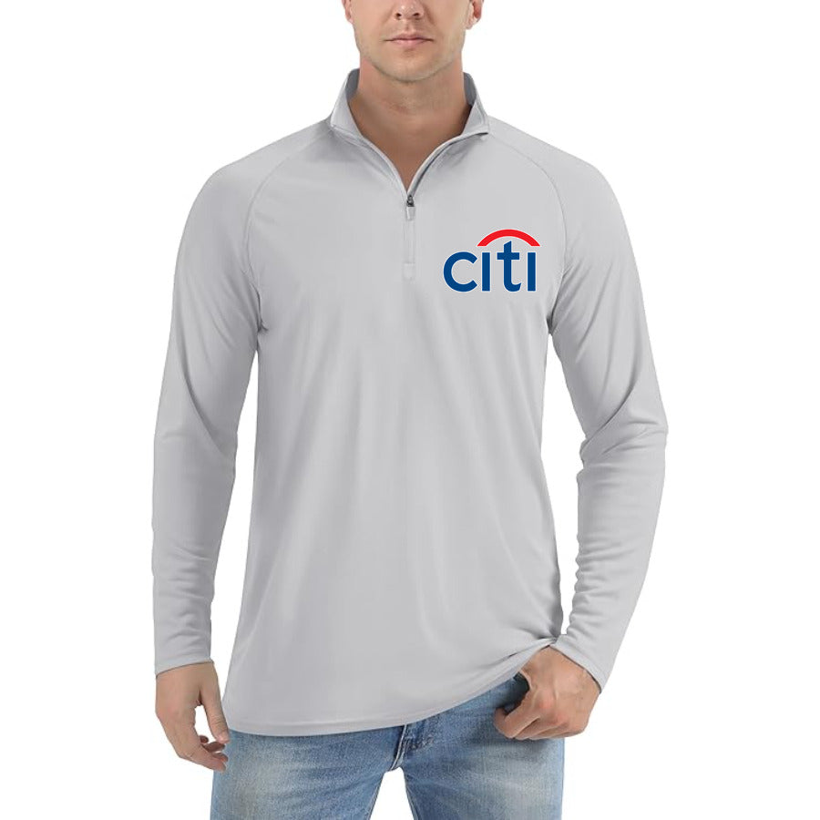 citi bank Logo quarter-zip athletic shirt in Light Gray