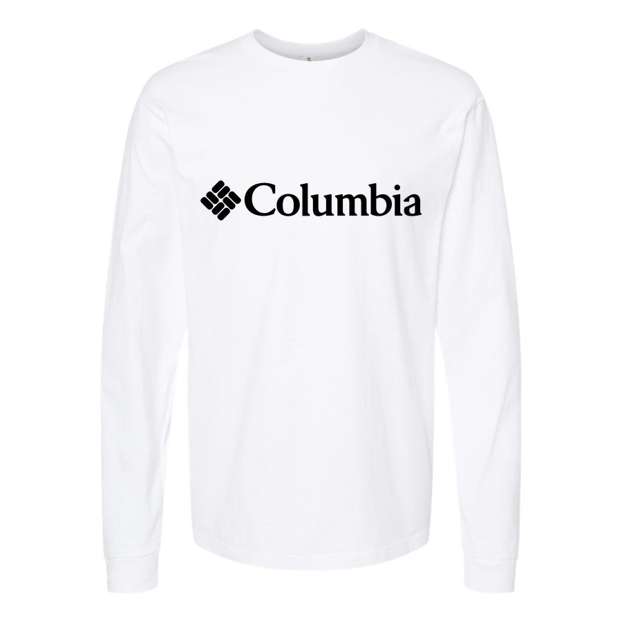 Men's Columbia-Logo-1536x922 Long sleeves Cotton Blend T-Shirt - White