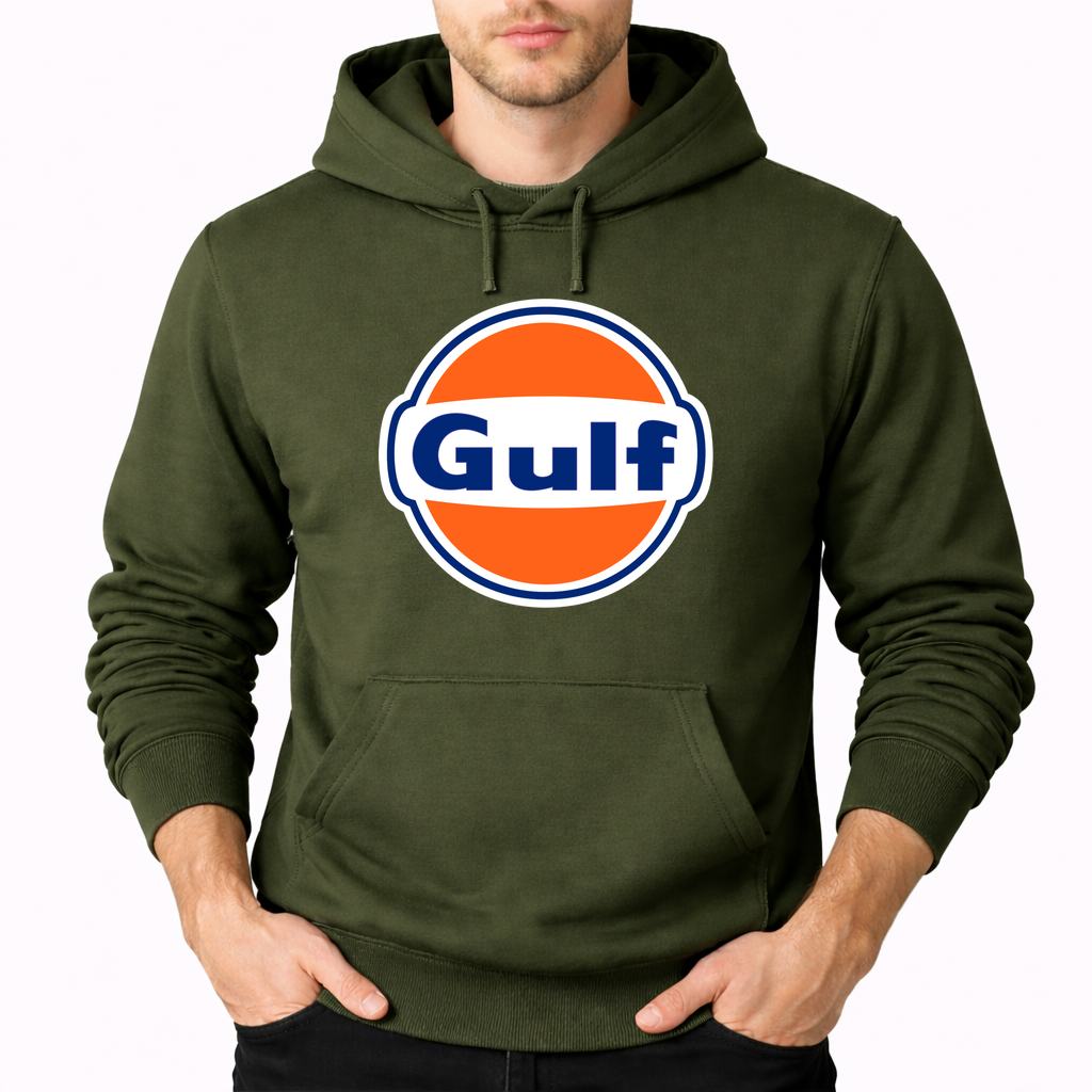 Men's Gulf Oil Pullover Hoodie - Army Green