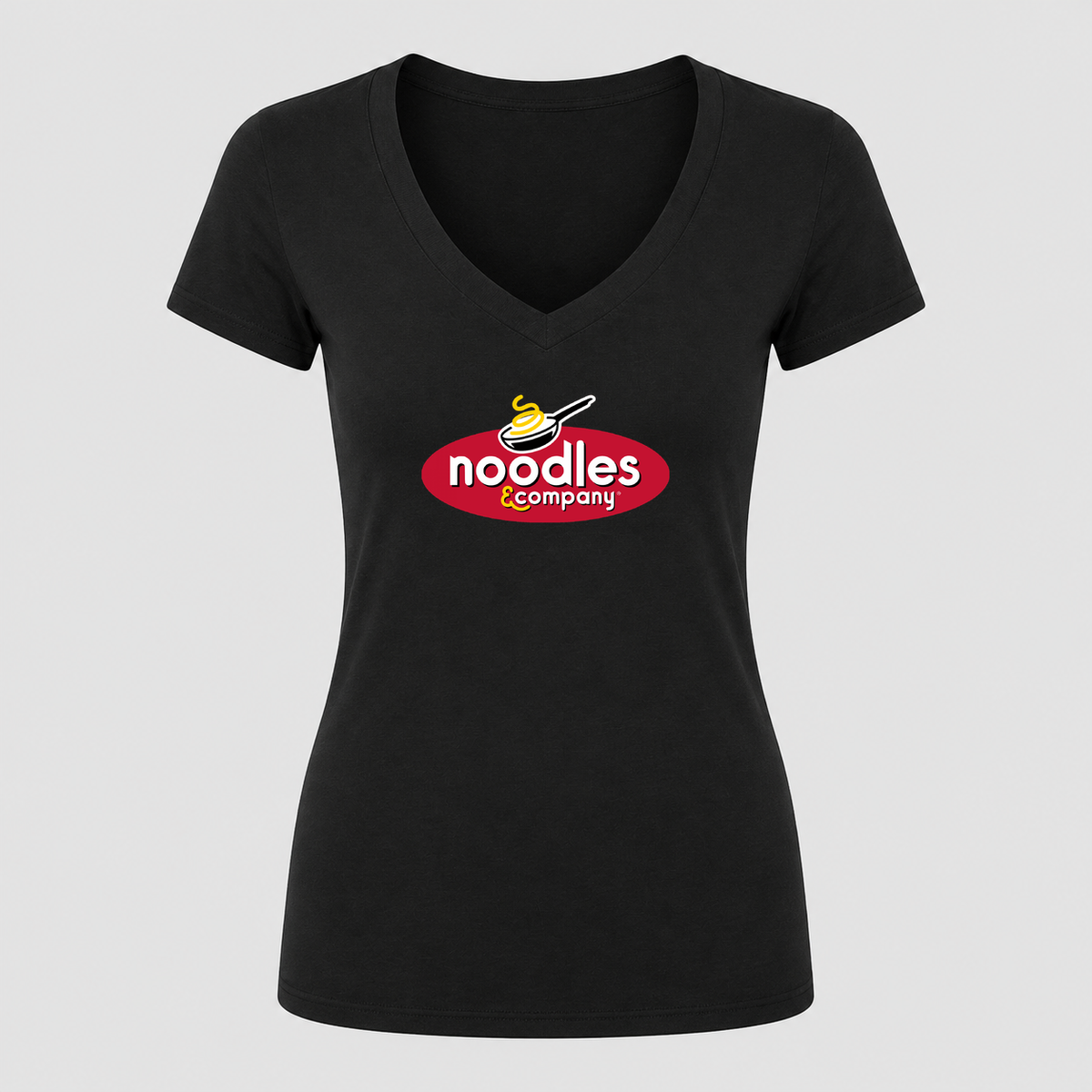 Women's Noodles & Company V Neck T-Shirt in black