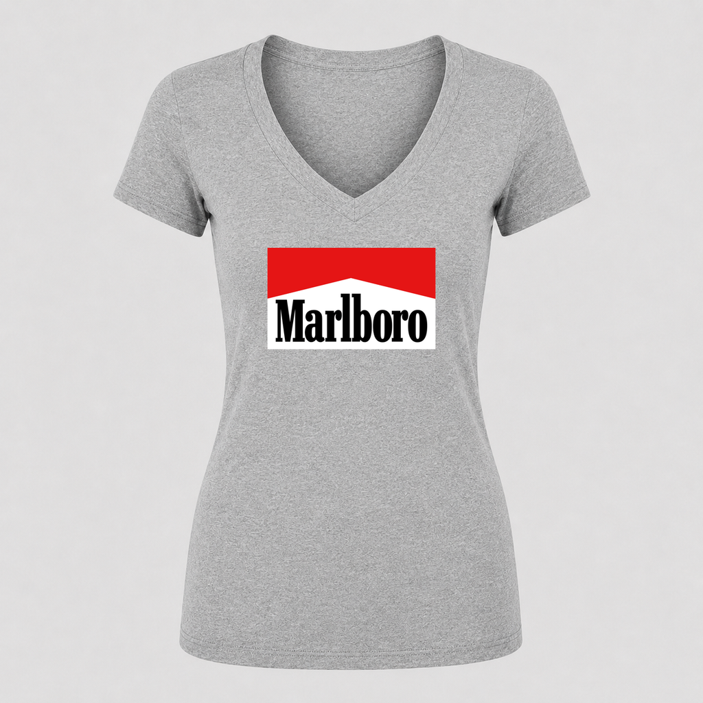 Women's Marlboro V Neck T-Shirt in gray
