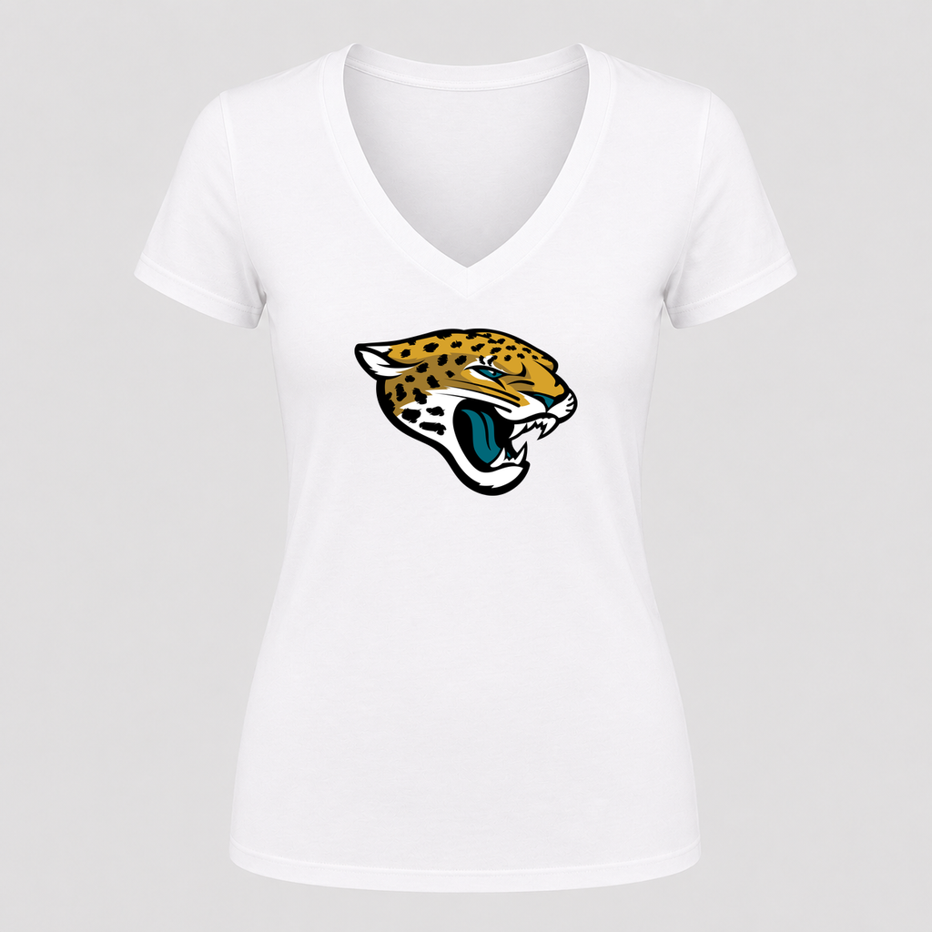 Women's Jacksonville Jaguars V Neck T-Shirt in white