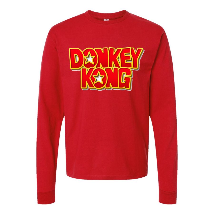 Men's Donkey kong Long sleeves Cotton Blend T-Shirt - Red